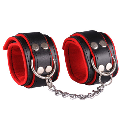 Dominate Me Leather Handcuffs D11 Black-Red