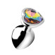 Booty Sparks Rainbow Prism Heart Anal Plug Silver Medium